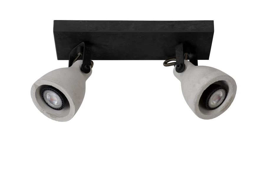 Lucide CONCRI-LED - Plafondspot - LED Dimb. - GU10 - 2x5W 3000K - Zwart - uit